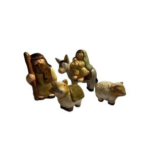 Vintage Delton Products Ceramic Nativity Figures Joseph Mary Jesus Sheep 4 Piece